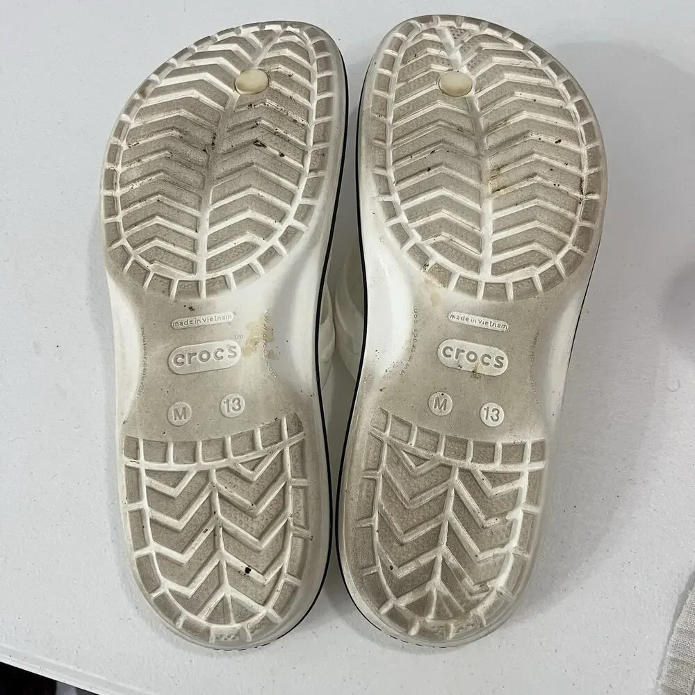 Crocs Crocband Flip Flops Lightweight Sandals Men's 13 White